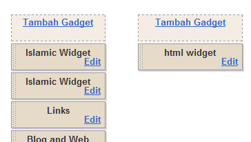 Menu penambahan Gadget pada halaman pengelolaan tata letak blog di Blogspot