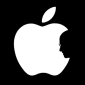 Logo Apple dengan bayangan Steve Jobs