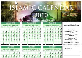 Islamic Calendar 2010 Available for Download – Alhabib's Blog