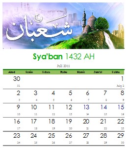 Sya'ban 1432 H - Kalender Islam Bulanan