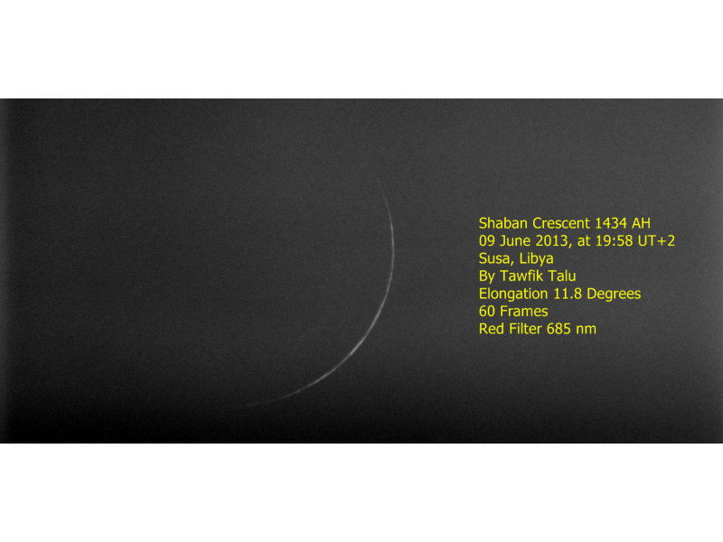 Crescent moon for Sha'ban 1434 AH.