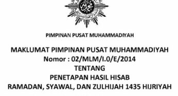 Maklumat PP Muhammadiyah tentang Ramadhan & Lebaran 1435 H