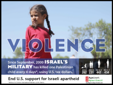 KEGANASAN. Sejak September 2000, militer Israel telah membunuh 1 anak Palestina setiap 4 hari dengan menggunakan pajak rakyat Amerika.