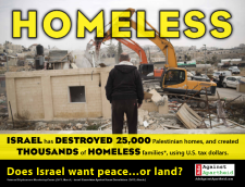 TAK PUNYA RUMAH. Israel telah menghancurkan 25.000 rumah dan menyebabkan ribuan warga Palestina menjadi gelandangan dengan menggunakan pajak rakyat Amerika.