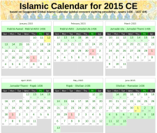 Screenshot of PDF version of the Islamic Calendar for 2015.