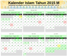 Gambar tangkapan layar versi PDF dari kalender islam 2015.