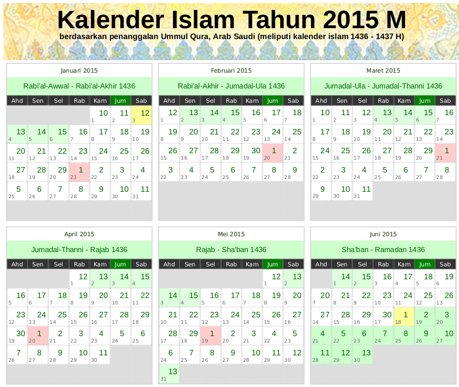 kalender islam 2021 ummul qura gambar pdf Blog Alhabib