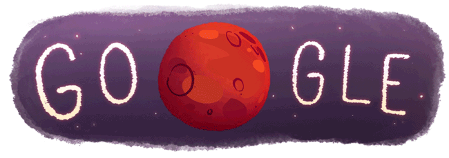 Google Doodle memperingati penemuan Air di Planet Mars oleh NASA.