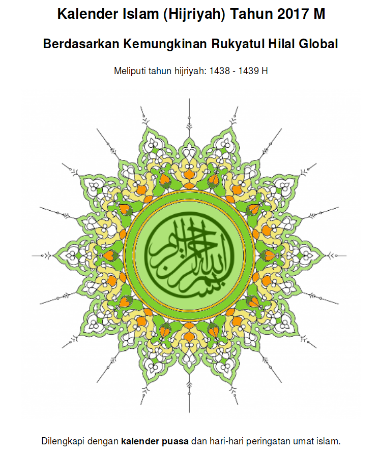 Kalender Islam Tahun 2017 M Tersedia untuk Diunduh – Blog 