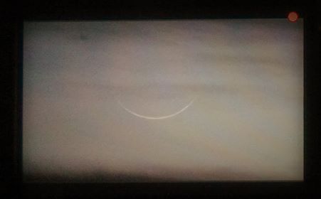 The photo of the crescent moon (hilaal) of 1 Sha'ban 1438 AH taken from Ambon, Moluccas, Indonesia on 27 April 2017. 