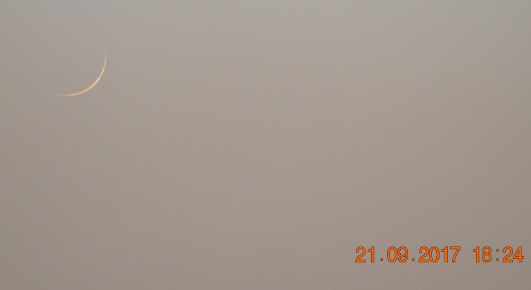 Foto bulan sabit 1 Muharram 1439 H dari Mesir. Hilal ini terlihat pada hari Kamis, 21 September 2017.
