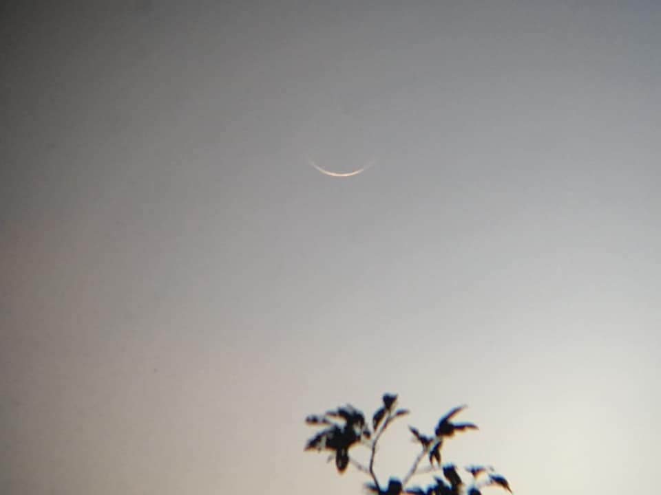 Photo of the new crescent moon (hilaal) of Jumadal Awla 1440 AH as sighted from Malaysia on Monday evening.