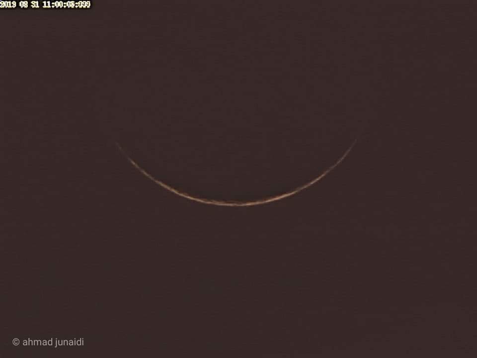 Photo of crescent moon of 1 Muharram 1441 AH, taken from Ponorogi, Indonesia on Saturday, 31 August 2019