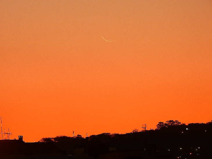 Crescent moon of 1 DhulHijjah 1441 AH as seen from Rio de Janeiro, Brazil on Tuesday, 21 July 2020.
