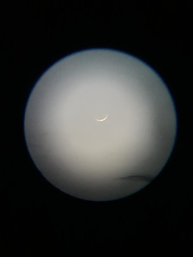 Foto bulan sabit (hilal) 2 Rabiul Akhir 1442 H (global) yang terlihat dari Medan, Sumatera Utara, Indonesia pada hari Senin, 16 November 2020 M. 
