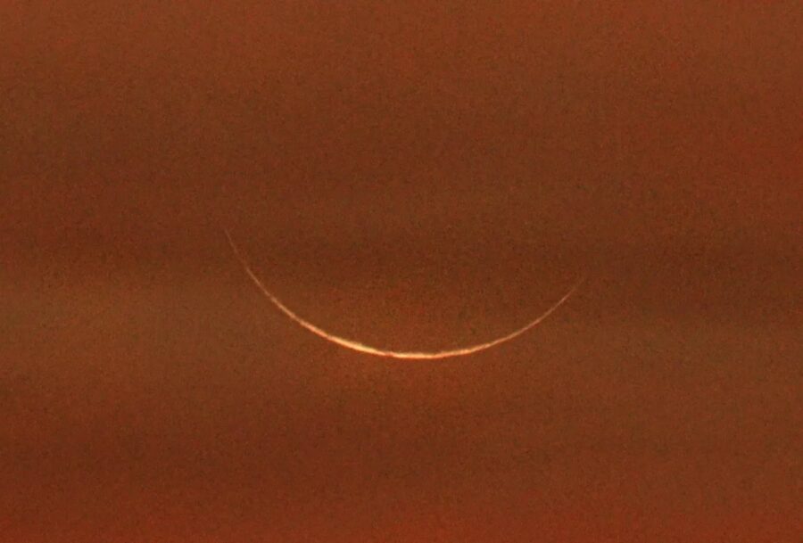 Crescent moon photo of 1 Ramadan 1443 H from Brunei, taken 2 April 2022.