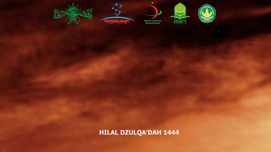 Foto bulan sabit (hilal) 1 Dzulqaidah 1444 H dari Ponorogo, Indonesia pada petang hari Sabtu, 20 Mei 2023.
