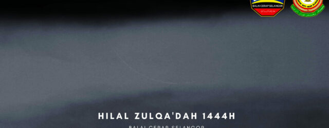 Foto bulan sabit (hilal) 1 Dzulqaidah 1444 H dari Selangor, Malaysia pada petang hari Sabtu, 20 Mei 2023.