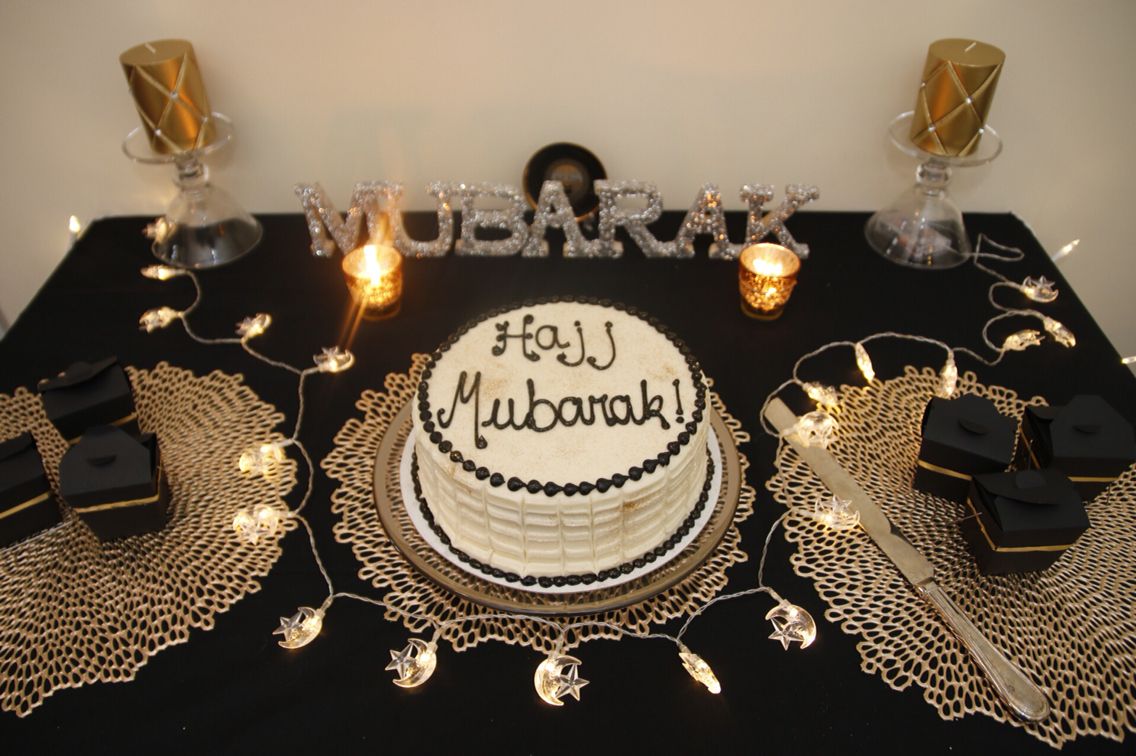 A cake and decoration to welcome returning pilgrim (Hujjaj) from Makkah.