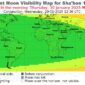 Crescent moon visibility map for the month of Sha'ban 1446 AH.