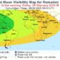 Crescent moon visibility map for Ramadan 1446 AH on Friday evening, 28 February 2025 CE. The crescent moon will be easily visible only from the American continents.